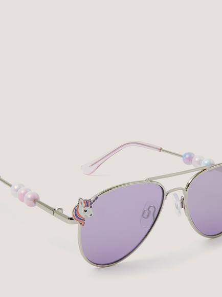 Monsoon Kids' Unicorn Aviator Sunglasses, Pink - view 2, Pink