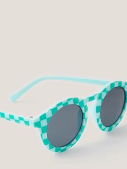 Monsoon Baby Checkerboard Round Sunglasses, Blue - view 2, Blue