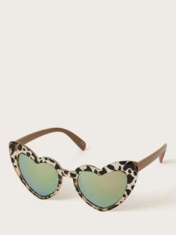 Monsoon Kids' Leopard Print Heart Sunglasses, Multi, Multi
