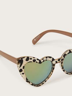 Monsoon Kids' Leopard Print Heart Sunglasses, Multi - view 2, Multi
