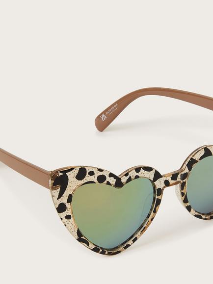 Monsoon Kids' Leopard Print Heart Sunglasses, Multi - view 2, Multi