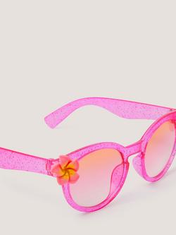 Monsoon Kids' Hibiscus Glitter Round Sunglasses, Pink - view 2, Pink