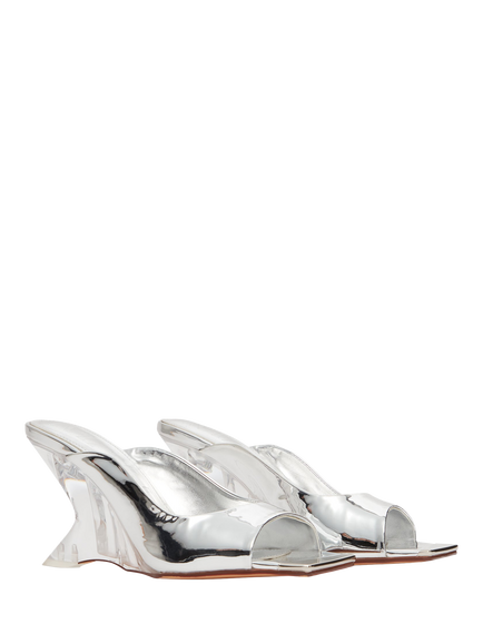 Mallet Amber Patent Leather Wedge Heel Sandals - view 2, Silver