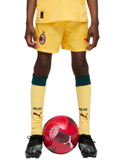 PUMA Kids' AC Milan 25/26 Football Shorts, Yellow/Dark Myrtle