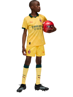 PUMA Kids' AC Milan 25/26 Football Shorts - view 2, Yellow/Dark Myrtle