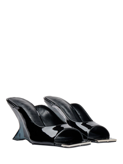 Mallet Amber Patent Leather Wedge Heel Sandals - view 2, Black