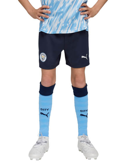 PUMA Kids' City 25/26 Football Shorts, Deep Navy/Light Blue