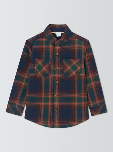 John Lewis Kids' Large Check Shirt, Navy/Multi, Navy Multi