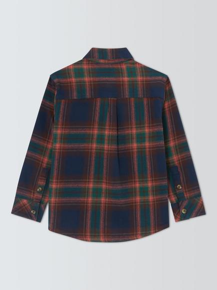 John Lewis Kids' Large Check Shirt, Navy/Multi - view 2, Navy Multi