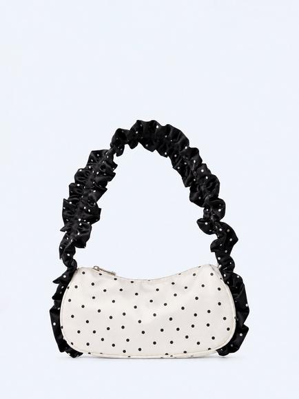 OMNES Azorez Polka Dot Shoulder Bag, Black/White, Black/White