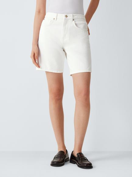 John Lewis Mid Rise Denim Shorts, White