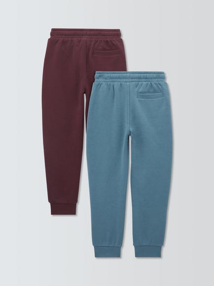 John Lewis Kids' Cotton Joggers, Pack of 2, Blue Fusion/Fig - view 2, Blue Fusion/ Fig
