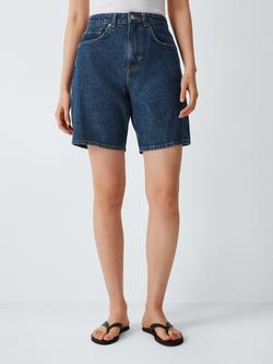 John Lewis Mid Rise Denim Shorts, Deep Blue