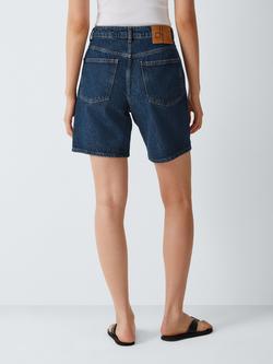 John Lewis Mid Rise Denim Shorts - view 2, Deep Blue