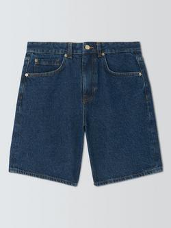 John Lewis Mid Rise Denim Shorts, Deep Blue