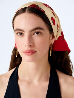 OMNES Tahiti Tomato Print Headscarf, Yellow Multi, Yellow Multi