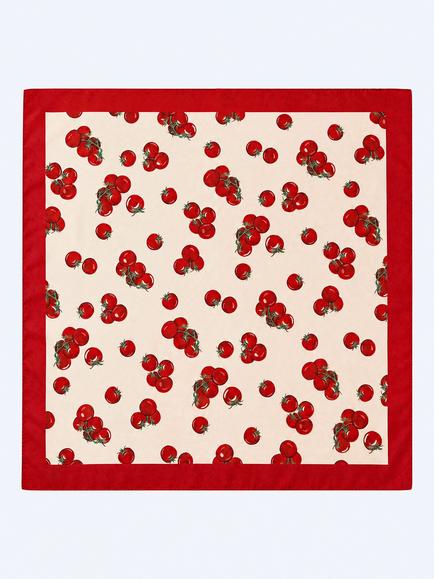 OMNES Tahiti Tomato Print Headscarf, Yellow Multi - view 2, Yellow Multi