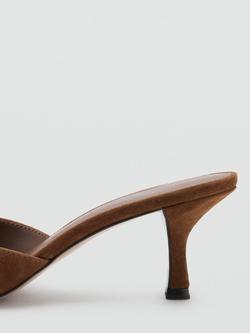 Mango Suede Open Toe Heeled Sandals, Brown - view 2, Brown
