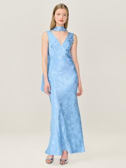 OMNES Scarlett Floral Jacquard Scarf, Powder Blue