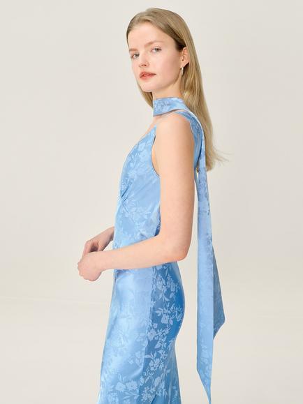 OMNES Scarlett Floral Jacquard Scarf - view 2, Powder Blue