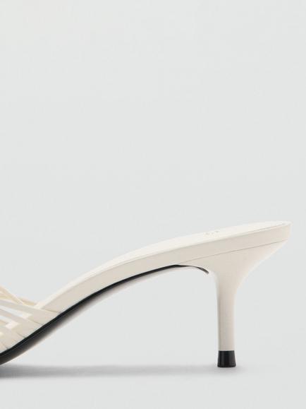 Mango Strappy Detail Heeled Sandals, White - view 2, White