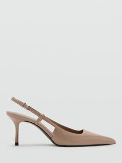 Mango Patent Pointed Toe Ankle Strap Court Shoes, Beige, Beige