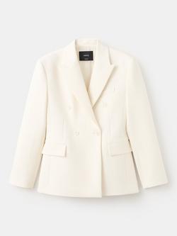 Mango Double Breasted Blazer, Beige, Beige