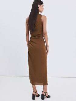 Mango Asymmetric Neck Midi Dress, Tobacco - view 2, Tobacco