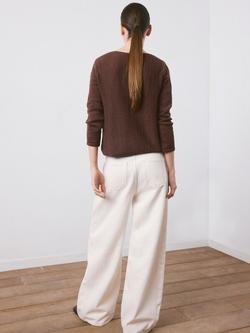 Mango Relaxed Round Neck Jumper, Chocolate - view 2, Chocolate