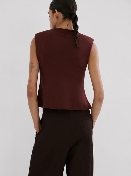 Mango Camiseta Sleeveless Top, Bordeaux - view 2, Bordeaux