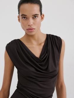 Mango Camiseta Cowl Neck Sleeveless Top, Brown, Brown