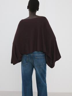 Mango Capa Salvio Asymmetric Neck Cape Top, Wine - view 2, Wine