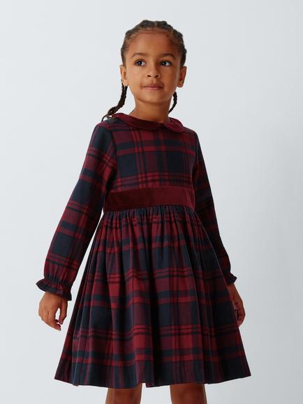 John Lewis Heirloom Collection Kids' Check Dress, Multi Check, Multi Check