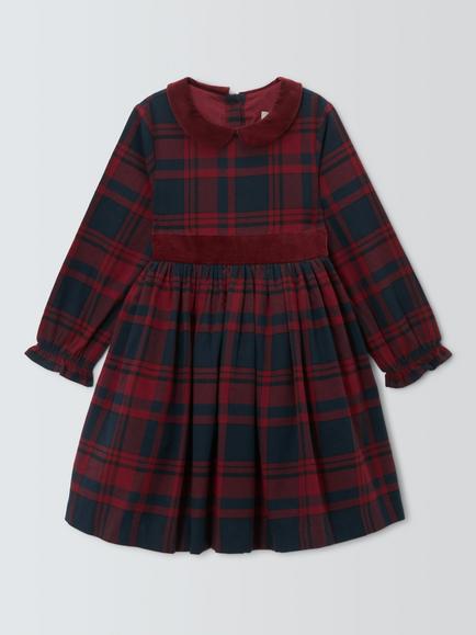 John Lewis Heirloom Collection Kids' Check Dress, Multi Check, Multi Check