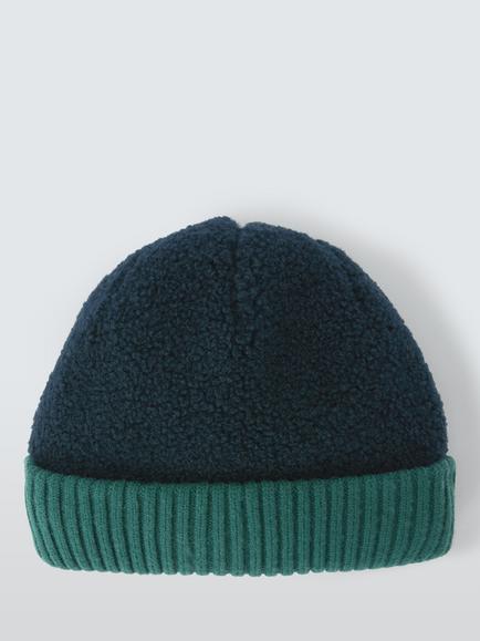 John Lewis Kids' Borg Beanie Hat, Blue - view 2, Blue