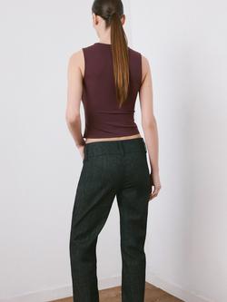 Mango V-Neck Cropped Tank Top, Barodeaux - view 2, Bordeaux
