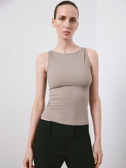 Mango Round Neck Tank Top, Taupe