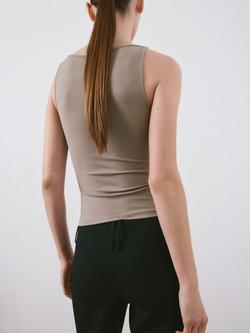 Mango Round Neck Tank Top - view 2, Taupe