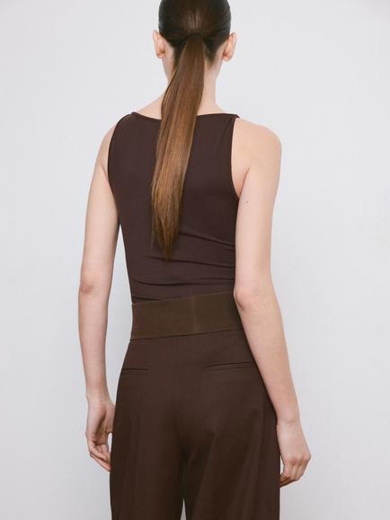 Mango Round Neck Tank Top - view 2, Brown