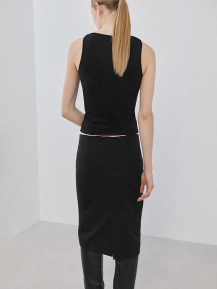 Mango Round Neck Tank Top - view 2, Black