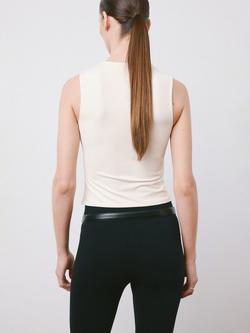 Mango V-Neck Cropped Tank Top, Natural - view 2, Natural
