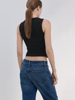 Mango V-Neck Tank Top - view 2, Black