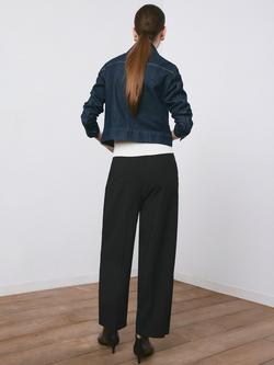 Mango Tailored Mid Rise Wide Leg Trousers, Black - view 2, Black