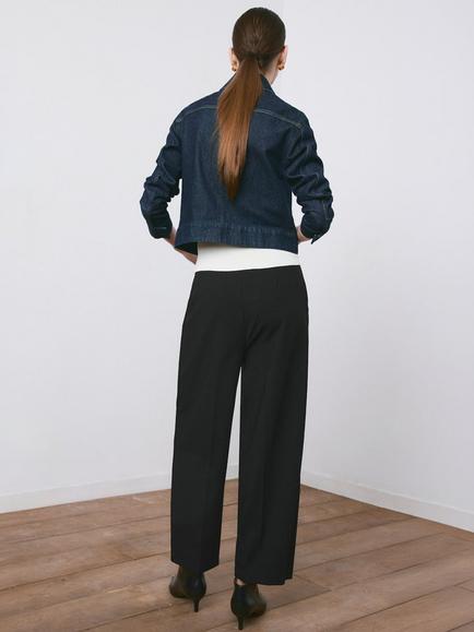 Mango Tailored Mid Rise Wide Leg Trousers, Black - view 2, Black