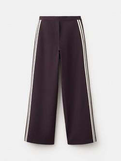 Mango Mid Rise Side Stripe Trousers, Wine, Wine