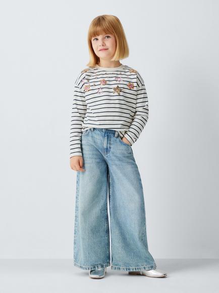 John Lewis Kids' Striped Sequinned Long Sleeve Top, Multi - view 2, Multi