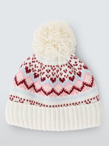 John Lewis Kids' Fairisle Bobble Hat, Multi - view 2, Multi
