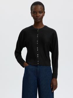 Selected Jane Linen Cardigan, Black, Black