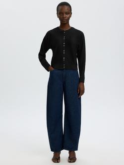 Selected Jane Linen Cardigan, Black - view 2, Black