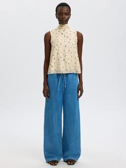 Selected Tenna High Rise, Wide Leg Denim Jeans, Blue - view 2, Blue